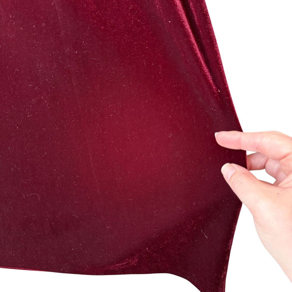 90s Cachet Velvet Maxi Skirt 12 Wine Red Stretch Romantic Whimsygoth Witchy USA - Picture 5 of 10